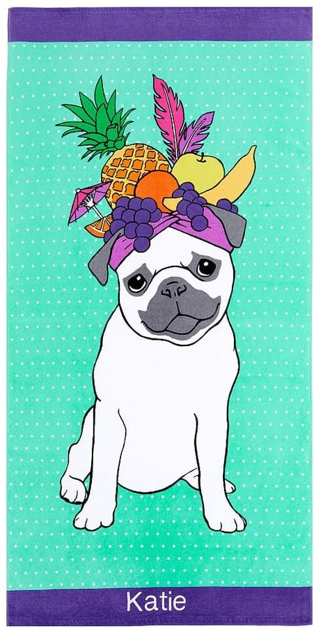 Chiquita Party Pug Beach Towel