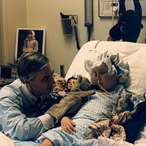 Mister Rogers Visiting a Young Fan in the Hospital