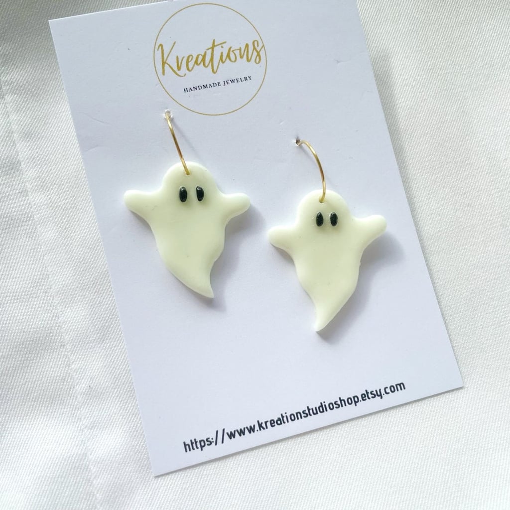 Clay Glow-in-the-Dark Ghost Earrings
