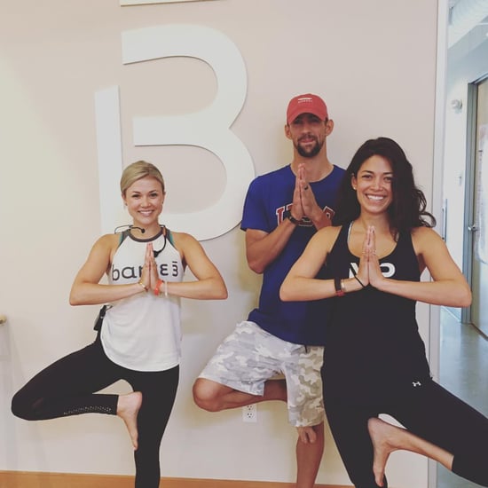 Michael Phelps and Nicole Johnson at a Barre Class