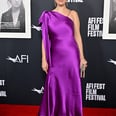 Selena Gomez Shows Off Her Massive Neck Tattoo in a Purple Silk Gown