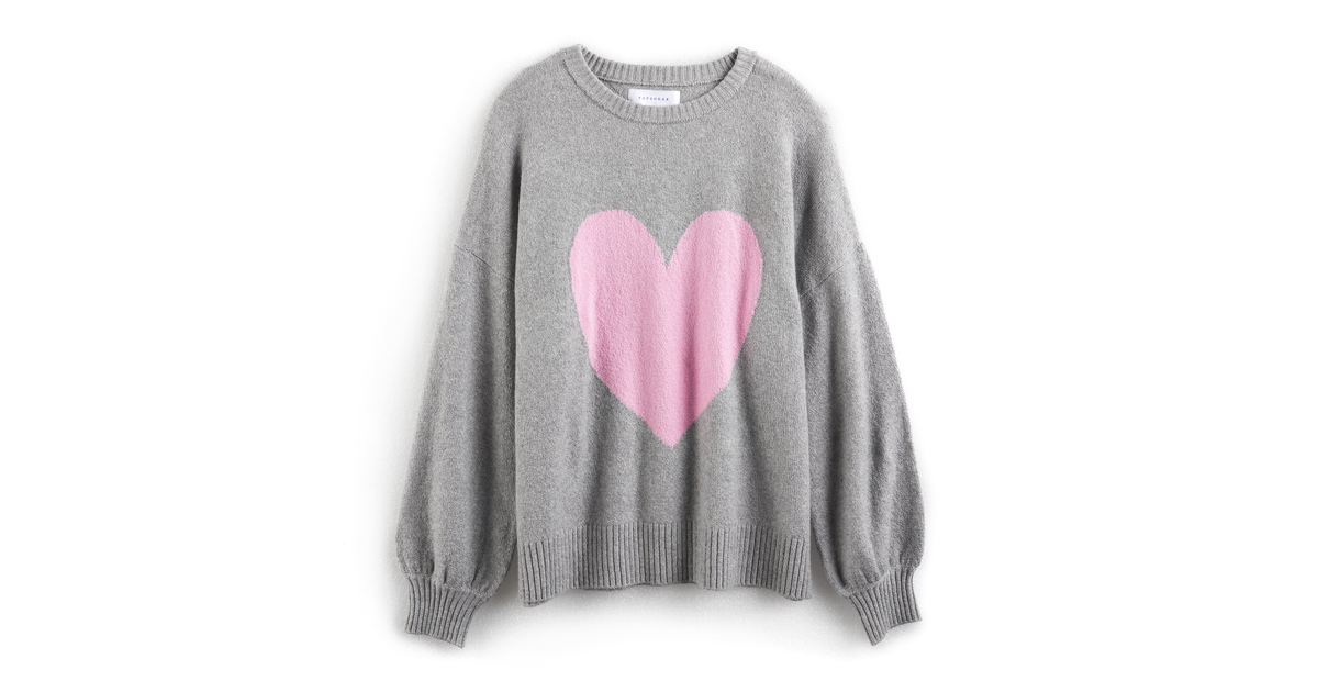 gray heart sweater
