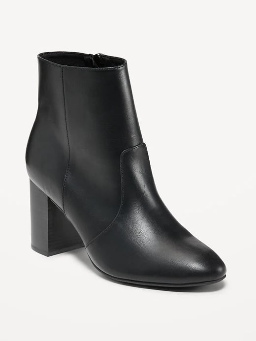 Old Navy Faux Leather Block Heel Ankle Boots