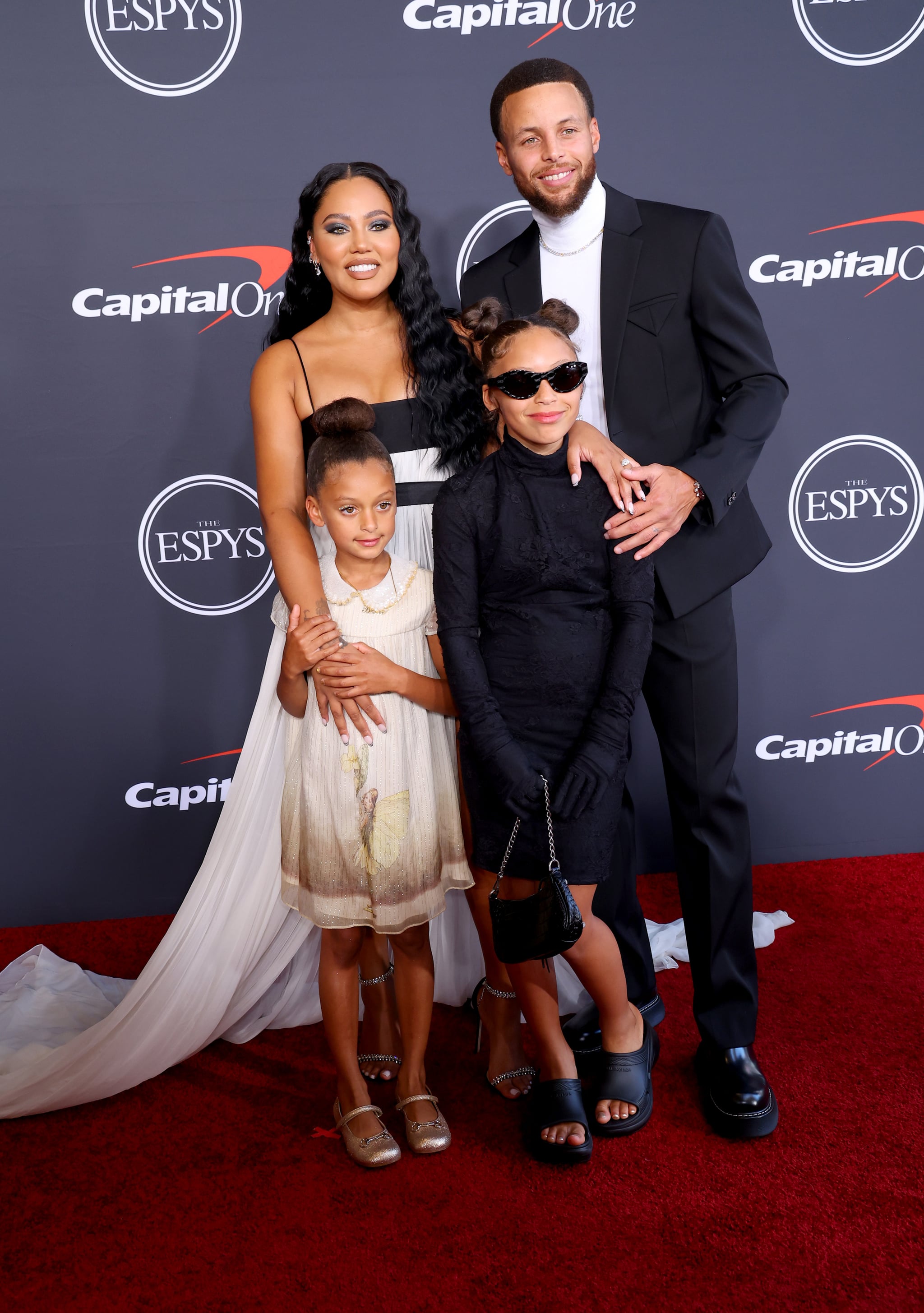 HOLLYWOOD, CALIFORNIA - JULY 20: (L-R) Ryan Carson Curry, Ayesha Curry, Riley Elizabeth Curry, and Stephen Curry attend the 2022 ESPYs at Dolby Theatre on July 20, 2022 in Hollywood, California. (Photo by Leon Bennett/Getty Images)