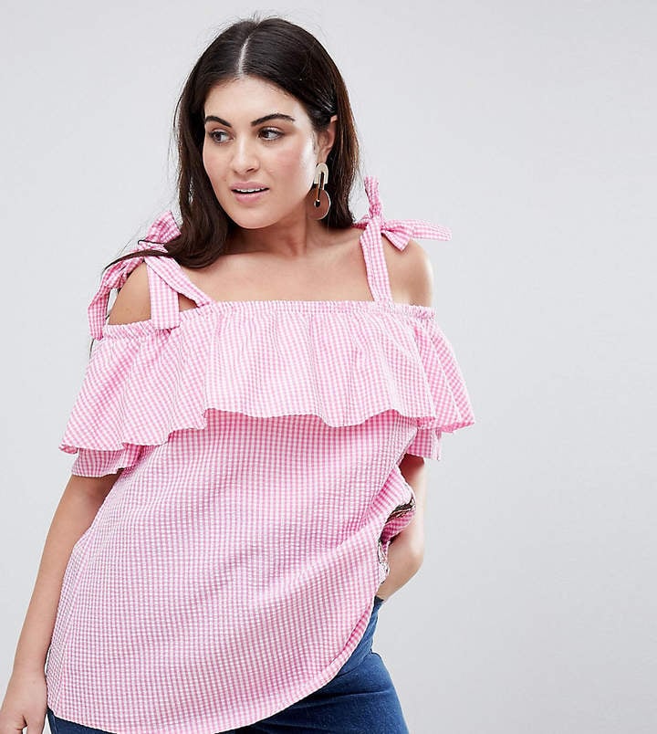 Lovedrobe Gingham Check Bardot Blouse