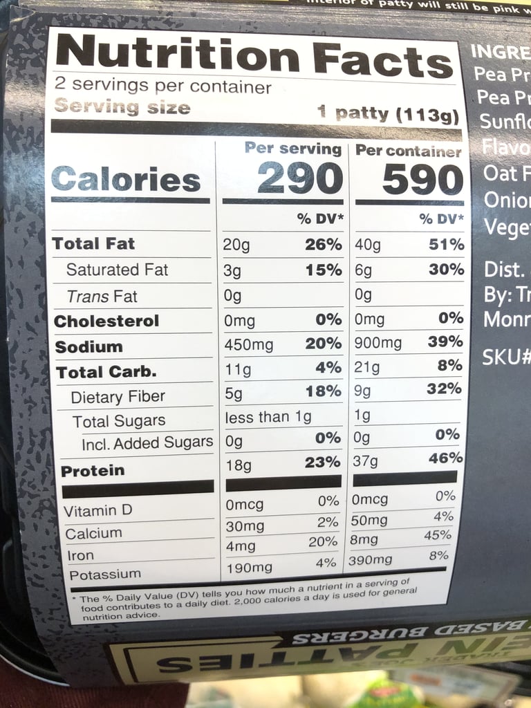 What's the Nutritional Info For Trader Joe's Protein Patties?