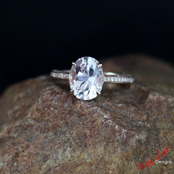 WanLoveDesigns Custom Celebrity Light Pink Sapphire & Diamond Engagement Ring