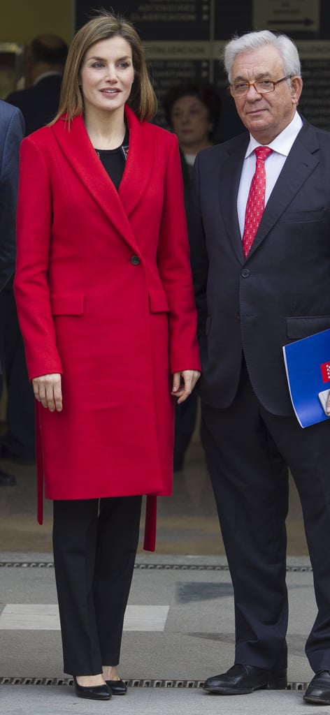 Queen Letizia in a Red Trench Coat February 2016 | Pictures