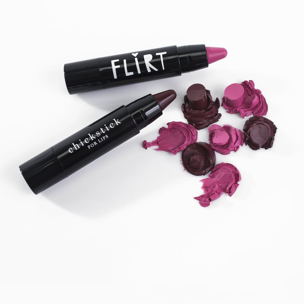 "I love pigmented lipsticks that are bold! I always get asked what pink lip I'm wearing, so I made it available in the Chickstick duo. Within the duo, I also added a vampy dark plum, perfect for the Fall and Winter months."  
Flirt Cosmetics ChickSticks ($15)