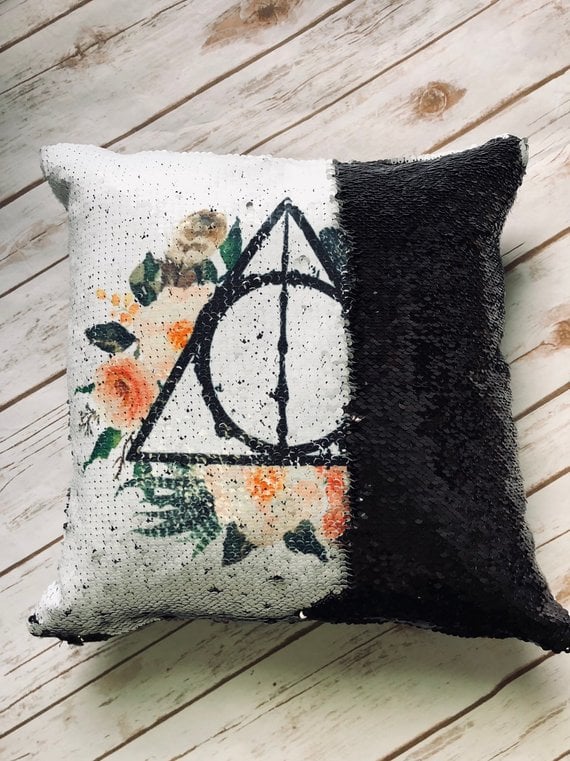 Deathly Hallows Black Sequins Pillow
