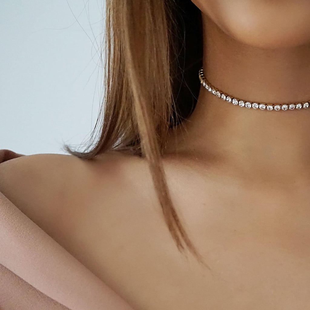 1 Row Rhinestone Statement Choker Necklace