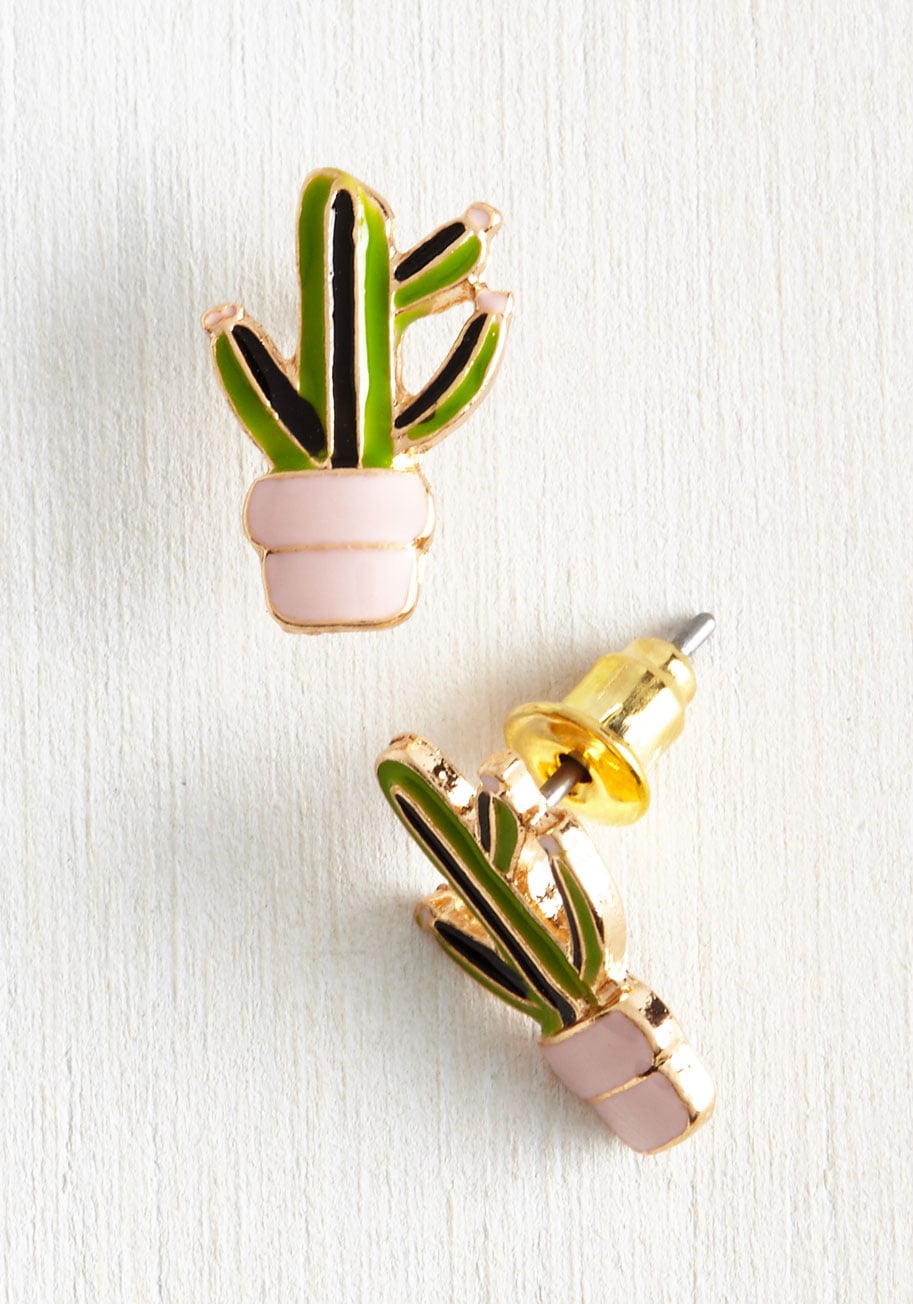 Cactus Affinity - Giant Brass Cactus Earrings