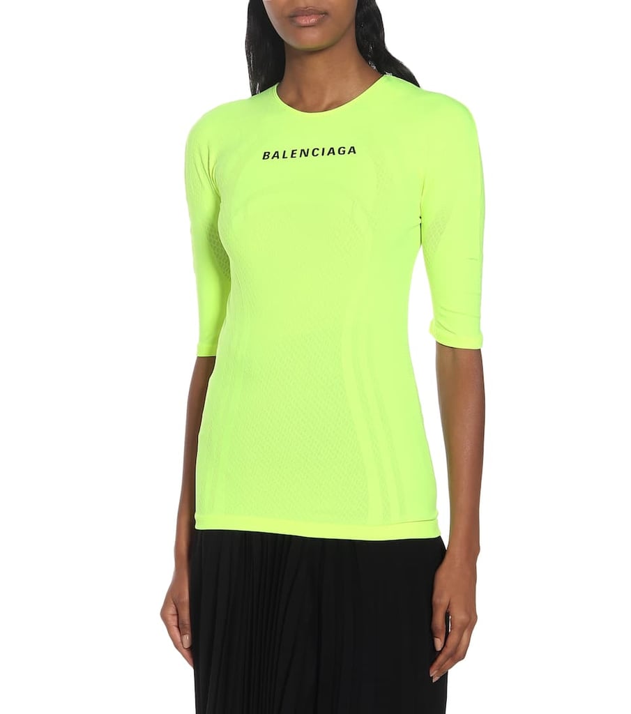 Balenciaga Logo Athletic Stretch-Jersey Top