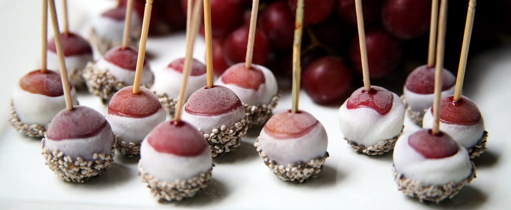 Yogurt-Covered Frozen Grapes Dipped in Chia Seeds
