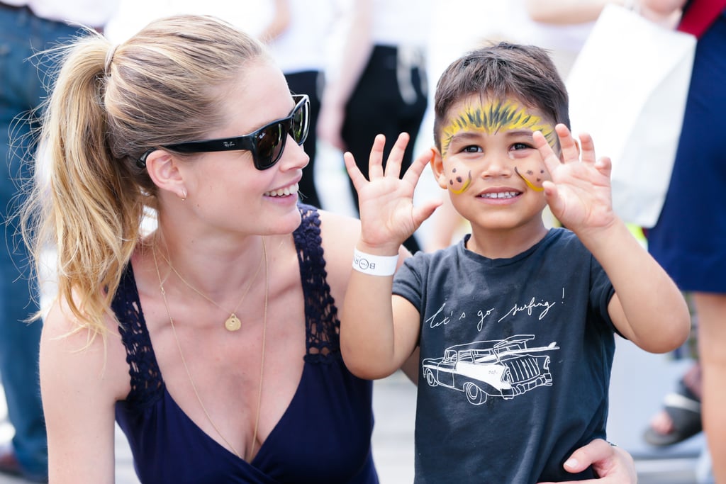 Doutzen Kroes played with her son, Phyllon James.