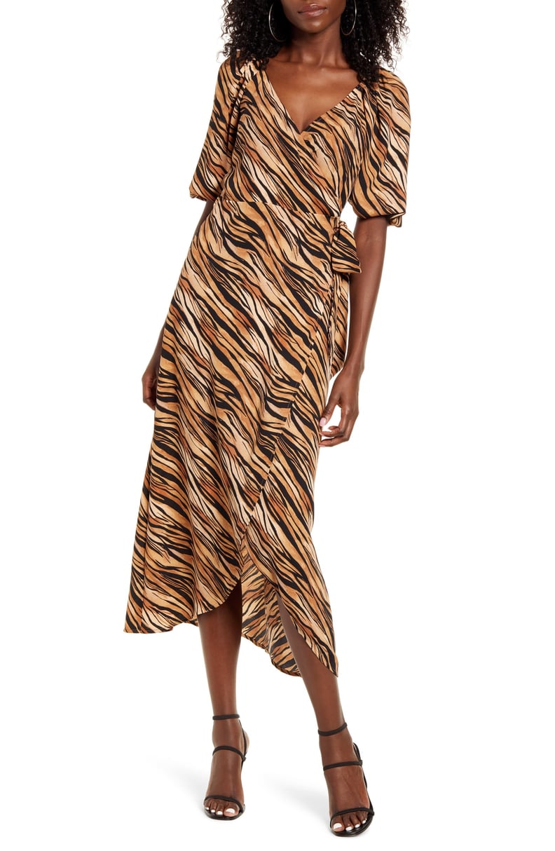 Leith Print Midi Wrap Dress