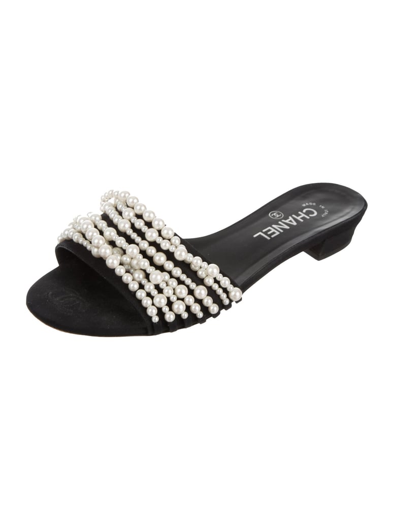 chanel slides with pearls