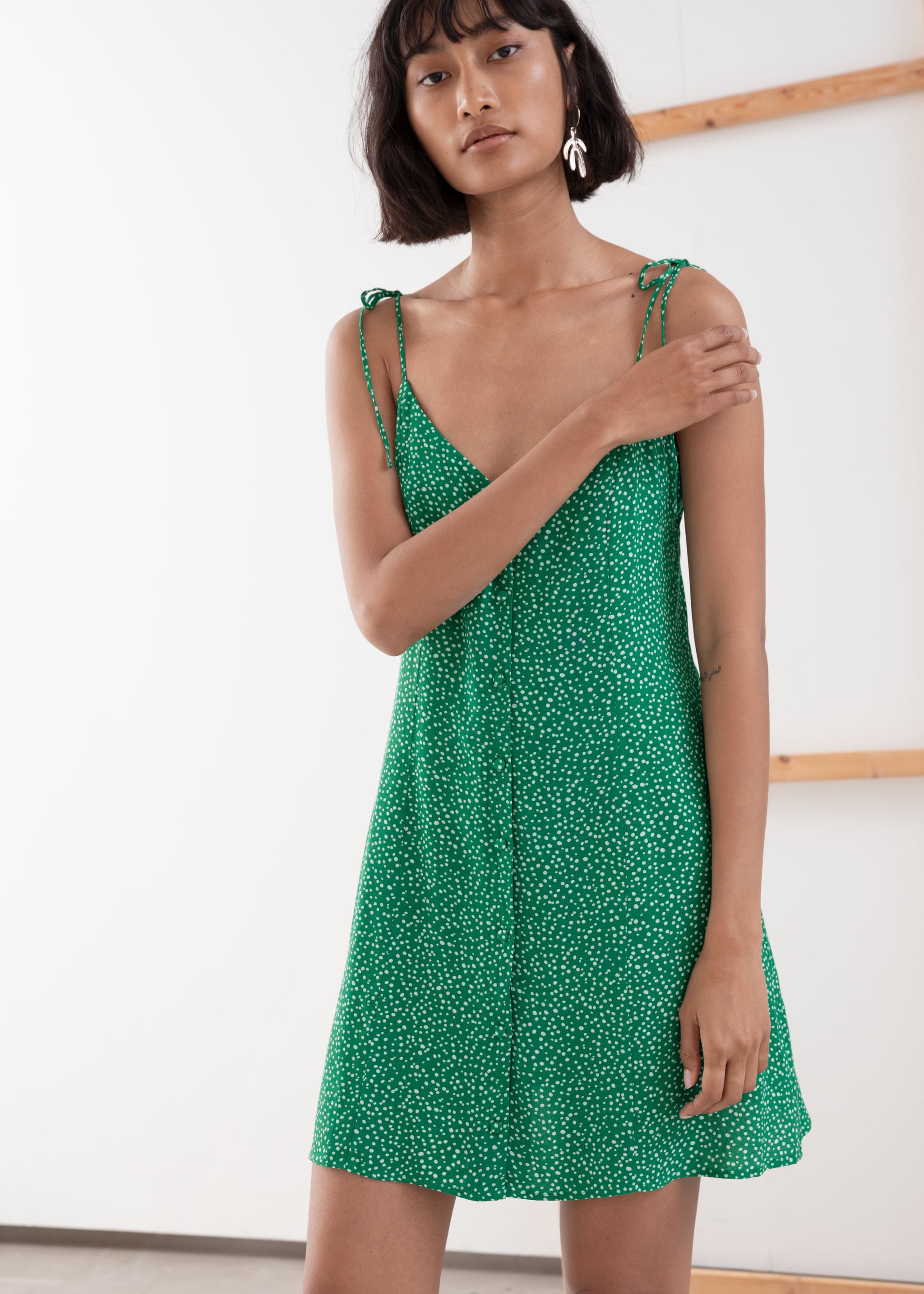 Spaghetti tie strap mini dress clearance