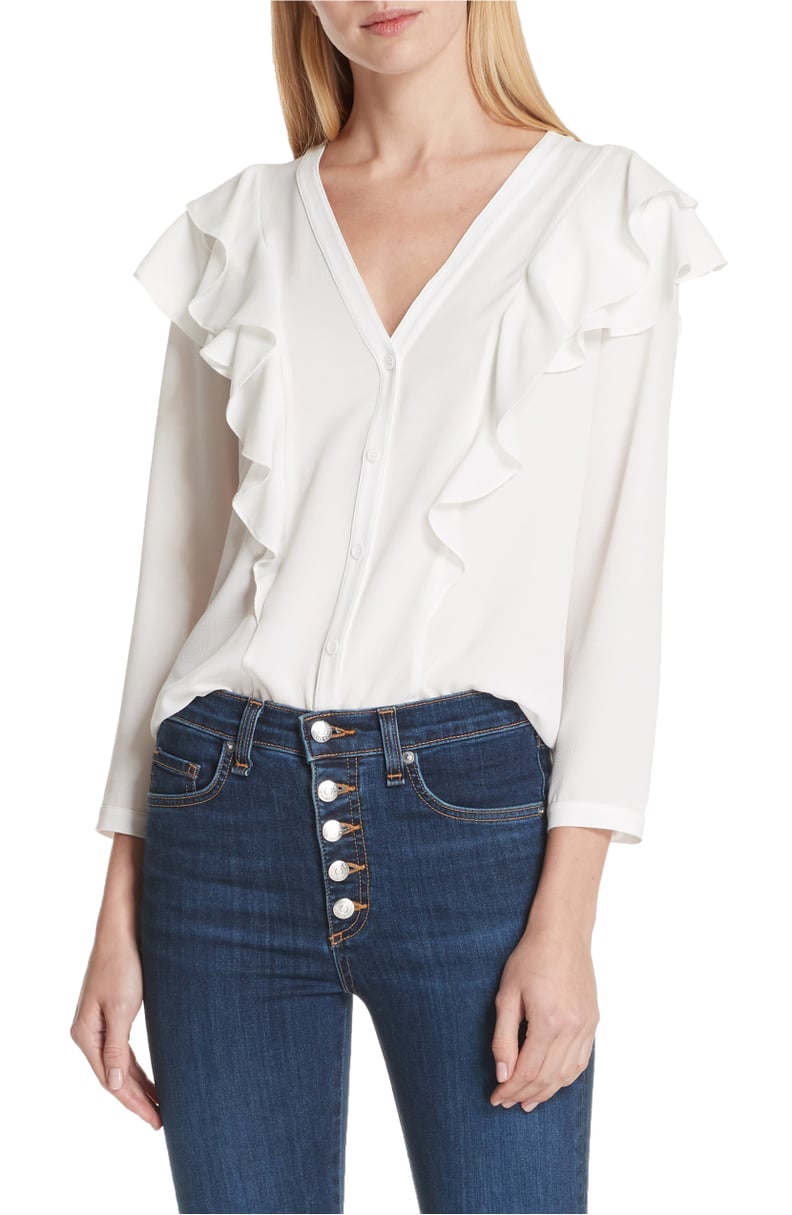 Veronica Beard Ruffle Shoulder Blouse