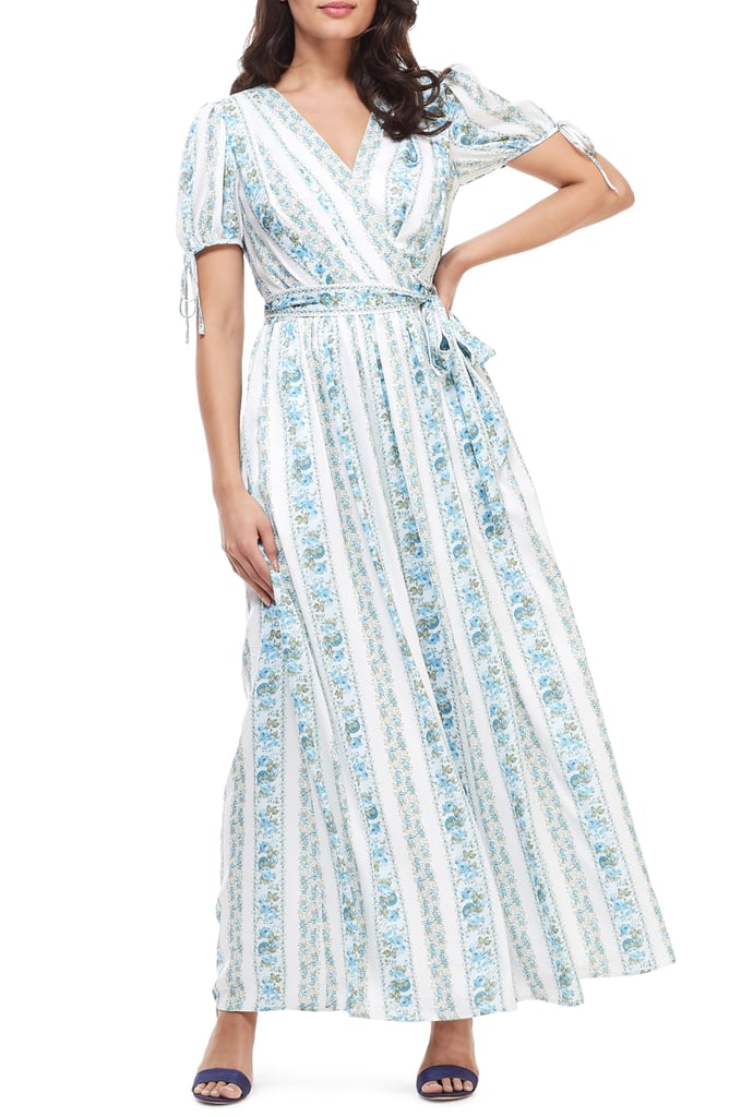 Gal Meets Glam Collection Imogene Floral Stripe Wrap Maxi Dress