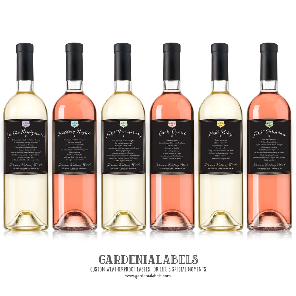 GardeniaLabels Marriage Milestone Wine Labels (starting at $20)