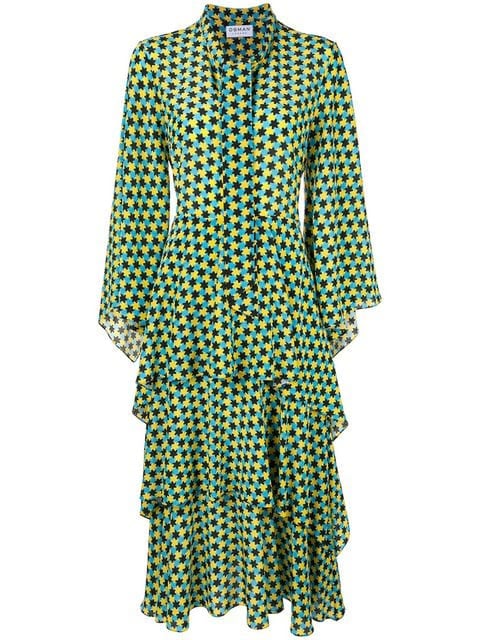 Osman printed pussy bow dress