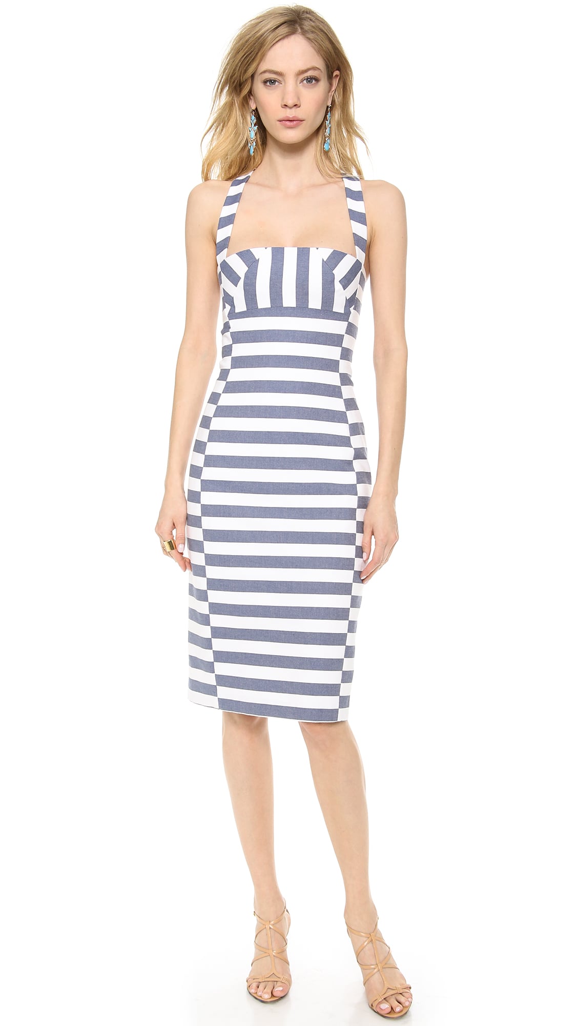 Black Halo Striped Sheath Dress 