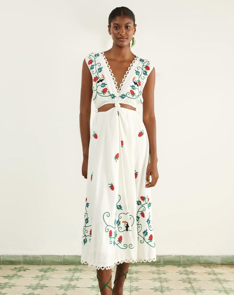 Farm Rio Embroidered Midi Dress