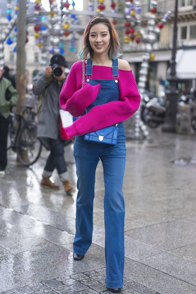 Overalls Atop an Oversize Sweater