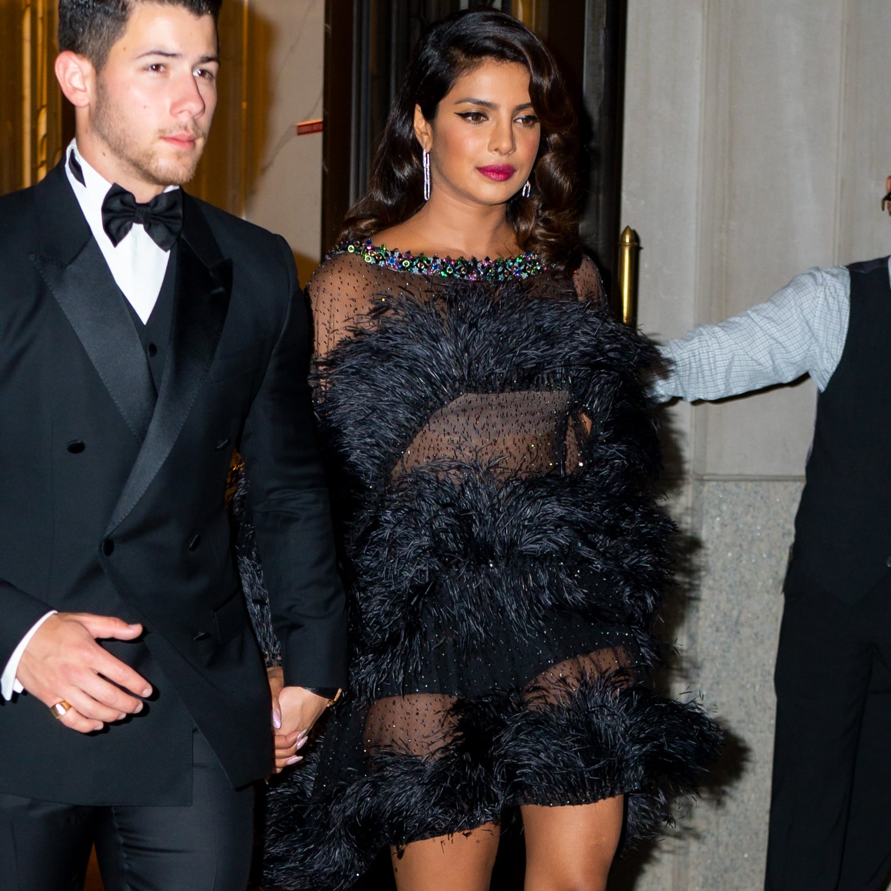 Priyanka Chopra Black Feather Dress and 