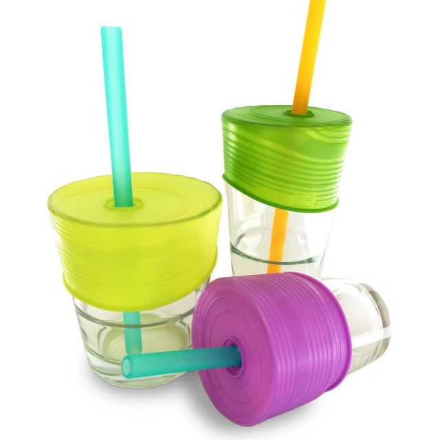glass cups with silicone protective sleeves