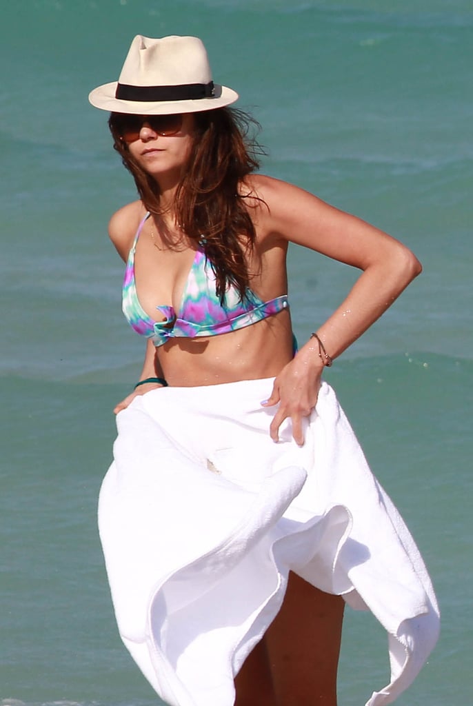 Nina Dobrev Covered Up With A Towel In Miami On Friday Julianne
