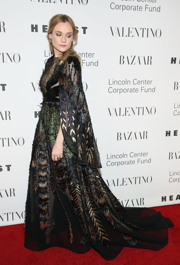 Diane attended a Valentino event in a breathtaking caped creation.