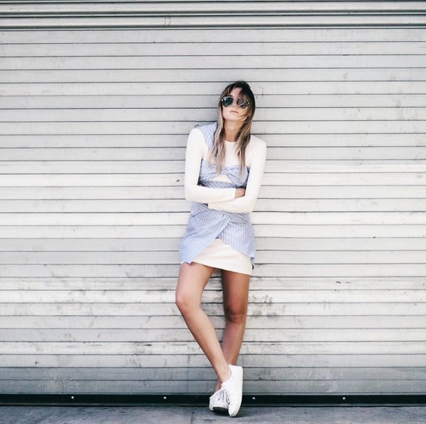 Layer a Slitted Design That's Just Too Short Over a Thin, Formfitting Minidress