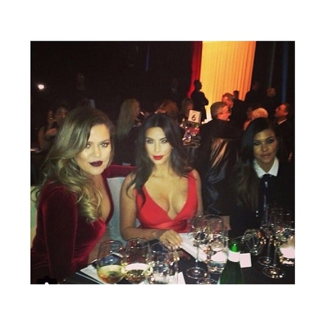 Khloé Kardashian shared a snap from the Elton John Oscars viewing party with Kim and Kourtney.
Source: Instagram user khloekardashian