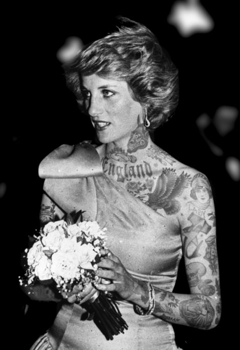 CLIVE DONALD OF PAULSGROVE WITH HIS TATTOO OF THE LATE PRINCESS DIANA PIC  MIKE WALKER 1998 Stock Photo  Alamy