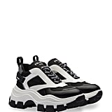 felicia leather and canvas platform trainer