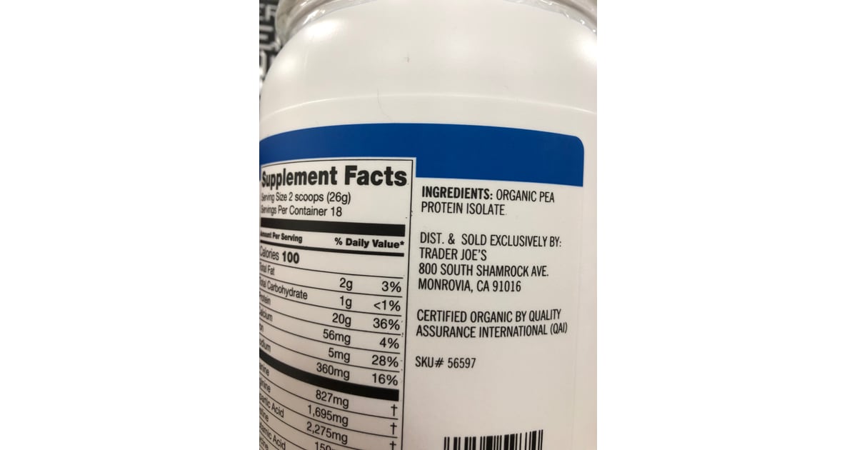 Trader Joe's Pea Protein Powder Ingredients Trader Joe's Pea Protein