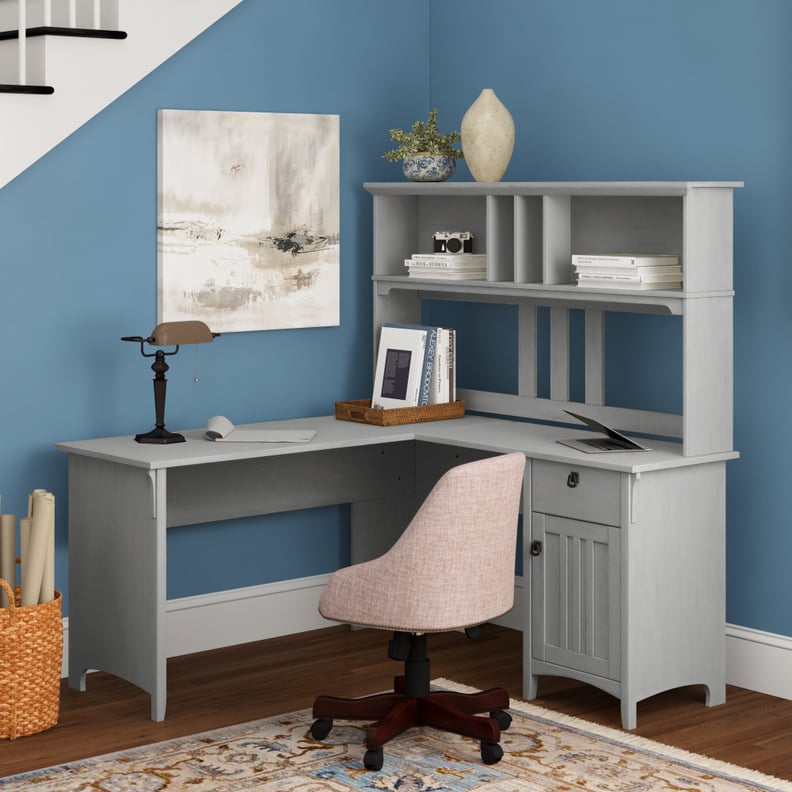 Salina L-Shape Credenza Desk with Hutch