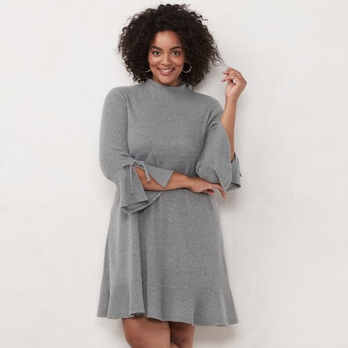 LC Lauren Conrad Plus Size Mockneck Swing Sweater Dress