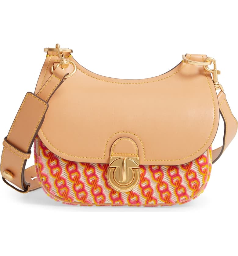 Tory Burch Small James Leather & Fil Coupé Saddle Bag