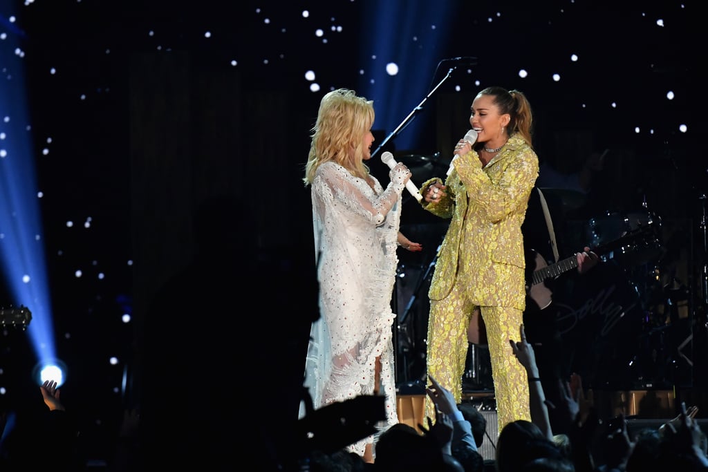 Miley Cyrus and Dolly Parton at the 2019 Grammys
