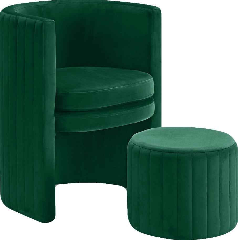 Selena 2-Piece Velvet Accent Chair and Ottoman Set