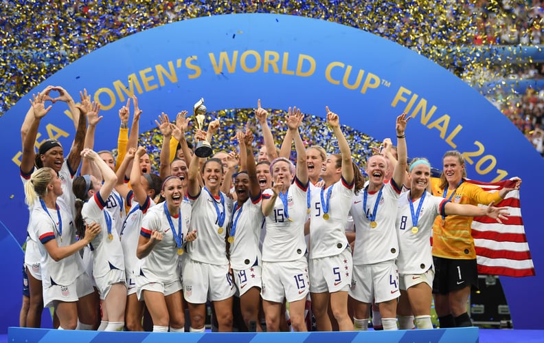 07 July 2019, France, Décines-Charpieu: The US National Team celebrates winning the Women's World Cup Photo: Sebastian Gollnow/dpa (Photo by Sebastian Gollnow/picture alliance via Getty Images)