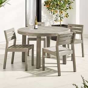 Portside Wood Outdoor Round Dining Table and Chairs Set