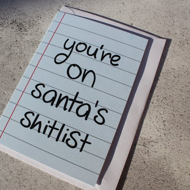 The Curse Of Christmas You're on Santa's Sh*tlist | Curse Word Christmas Cards on Etsy