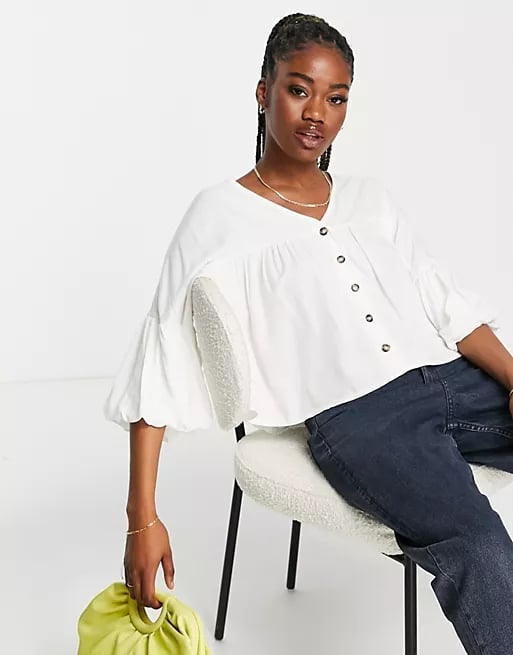 ASOS Design Puff Sleeve Button Through Blouse