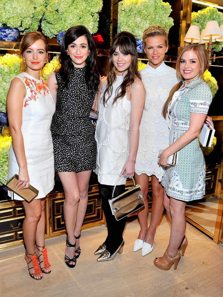 Ahna O'Reilly, Emmy Rossum, Hailee Steinfeld, Brooklyn Decker, and Isla Fisher at the Tory Burch Rodeo Drive flagship opening.