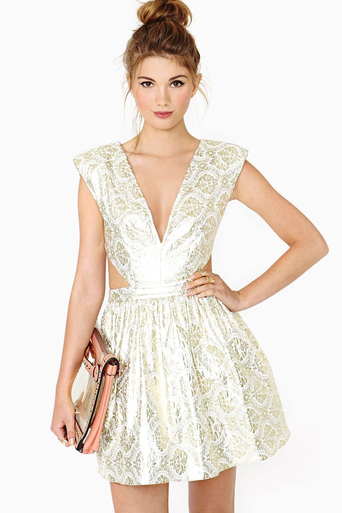 Nasty Gal Gold Brocade Dress