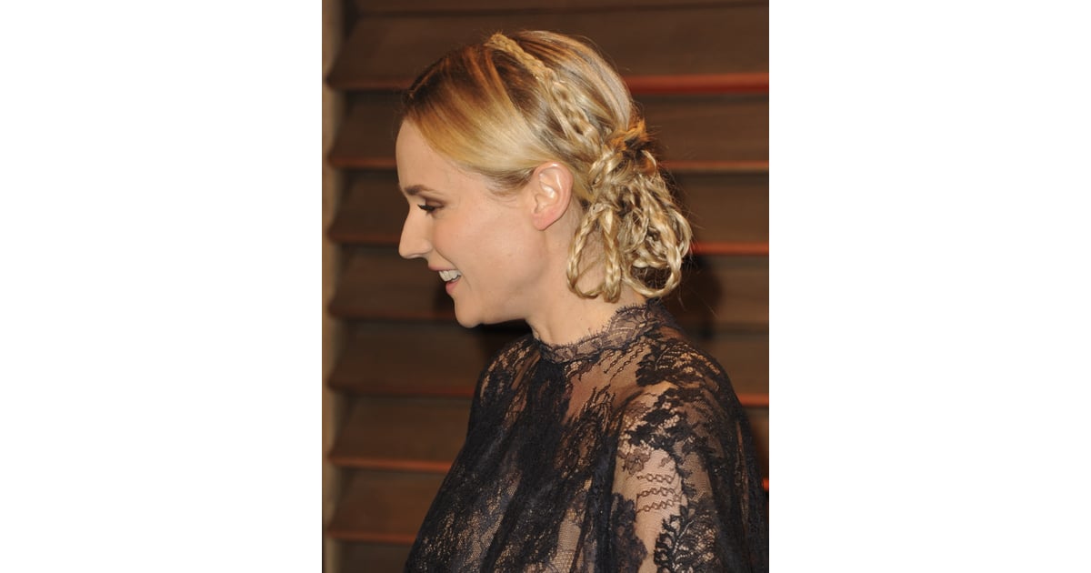 Diane Krugers Braided Do From The Left Diane Kruger Hair At The Vanity Fair Oscars Party 
